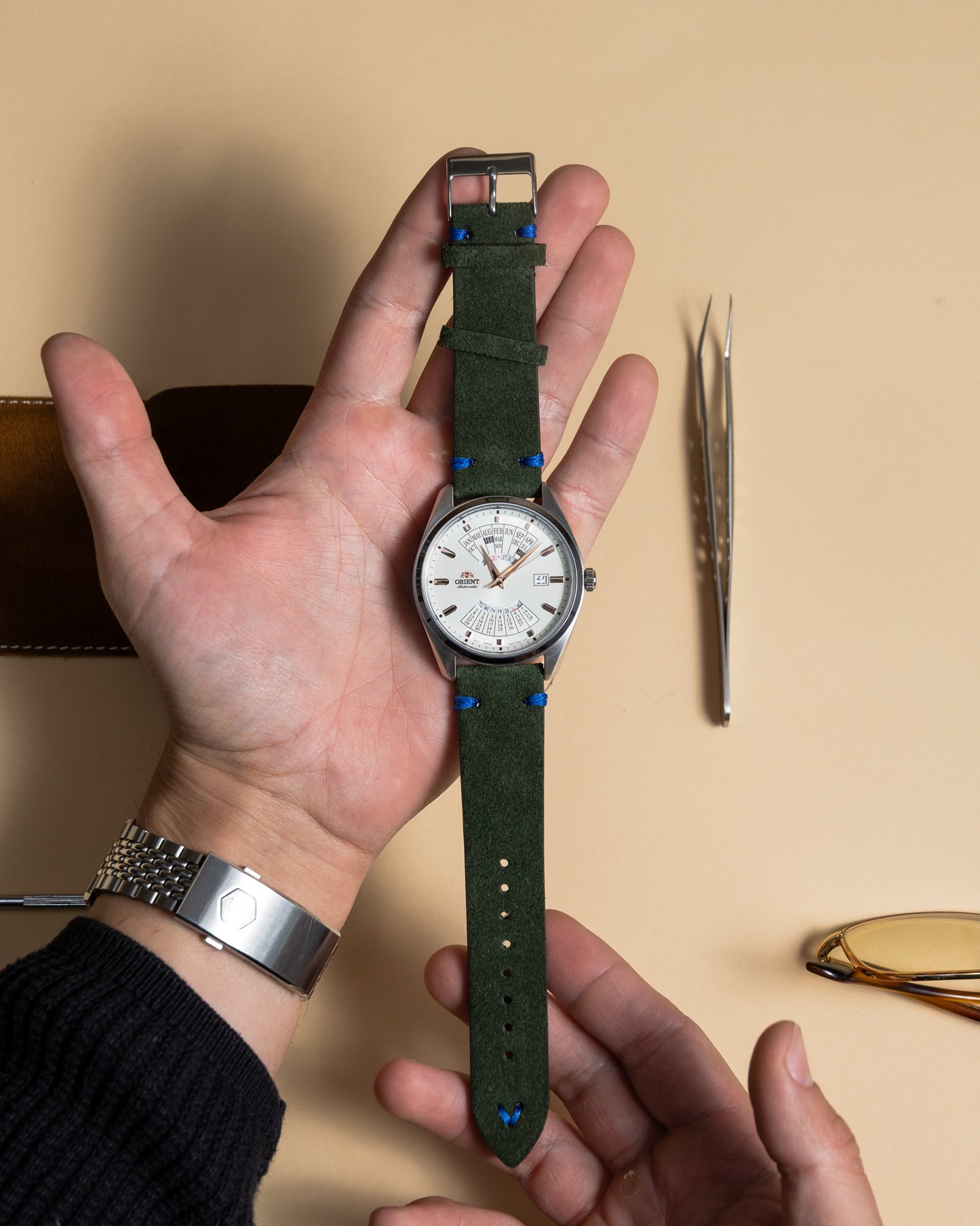 Royal Green Brushed Leather Watch Strap – 22mm – Genuine Leather Watch Bracelet