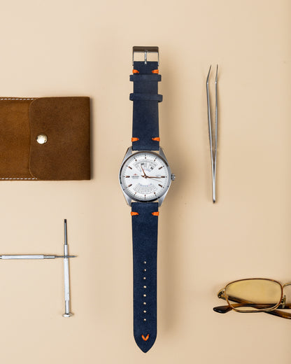 Royal Blue Brushed Leather Watch Strap – 22mm – Genuine Leather Watch Bracelet