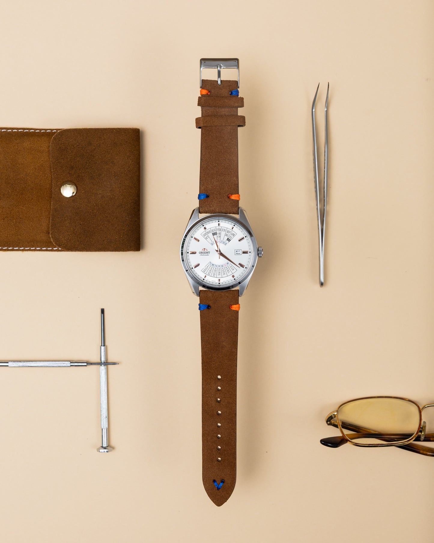 Dark Brown Brushed Leather Watch Strap – 22mm – Genuine Leather Watch Bracelet