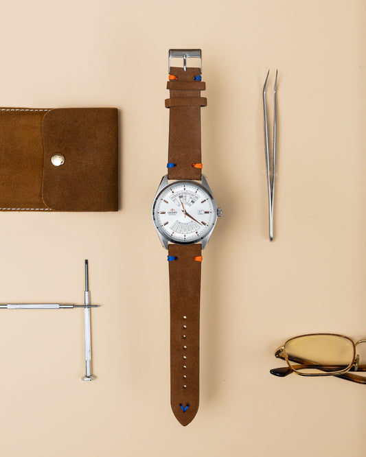 Dark Brown Brushed Leather Watch Strap – 22mm – Genuine Leather Watch Bracelet