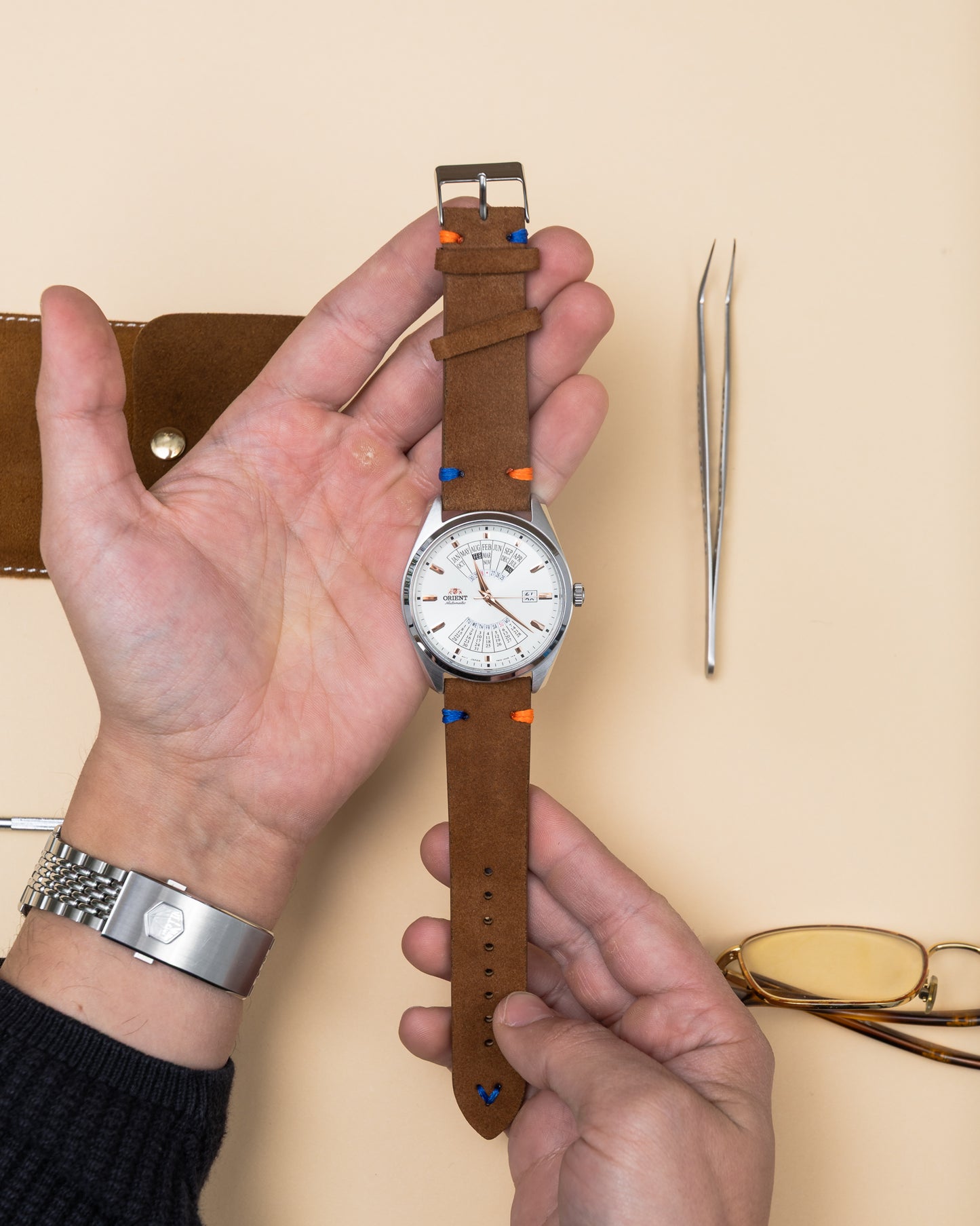 Dark Brown Brushed Leather Watch Strap – 22mm – Genuine Leather Watch Bracelet