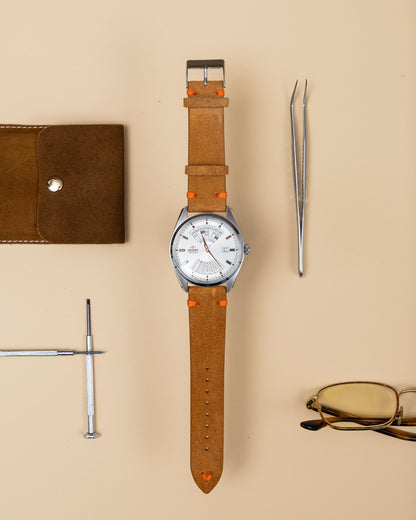 Light Brown Brushed Leather Watch Strap – 22mm – Genuine Leather Watch Bracelet