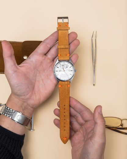 Light Brown Brushed Leather Watch Strap – 22mm – Genuine Leather Watch Bracelet