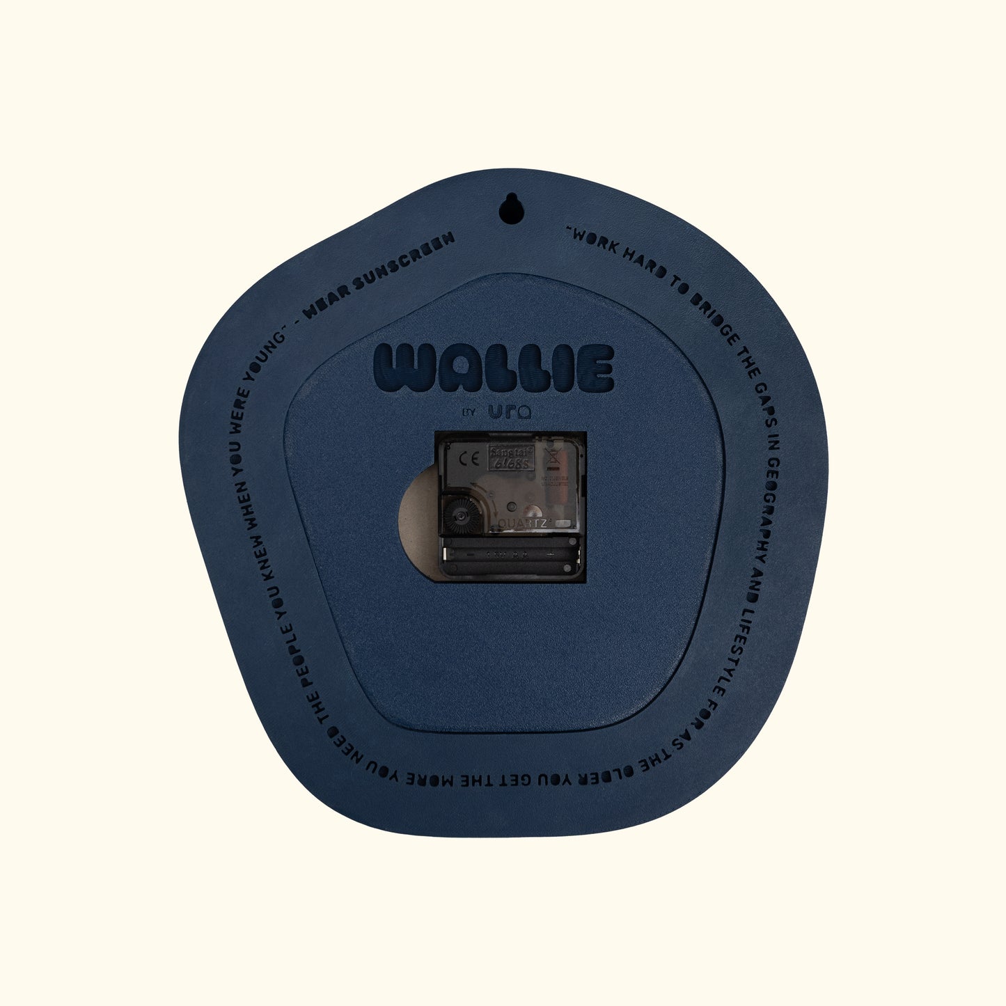 Back of Wallie clock on off white