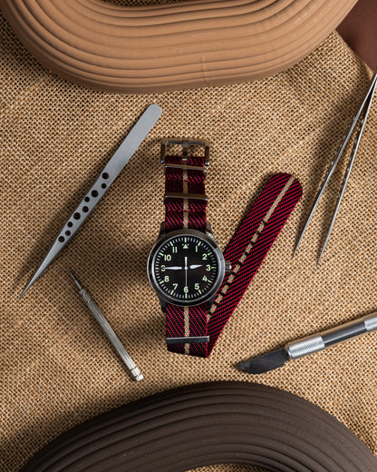 Burgundy Watch Strap: 22mm Vintage Style
