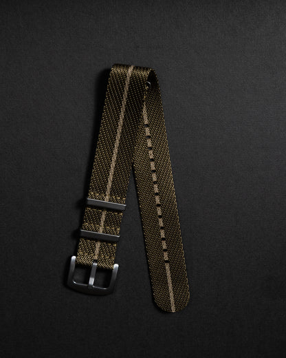 Khaki & Beige Nylon Watch Strap: Military Style 22mm