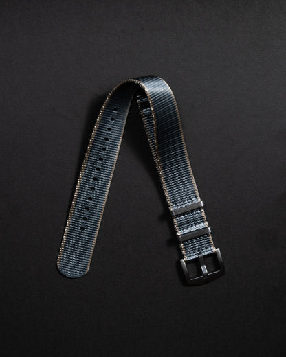 Military Gray Nylon Watch Strap: Vintage Style Slip-Through Band, 22mm