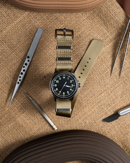 Military Khaki Nylon Watch Strap - 22mm Vintage Style