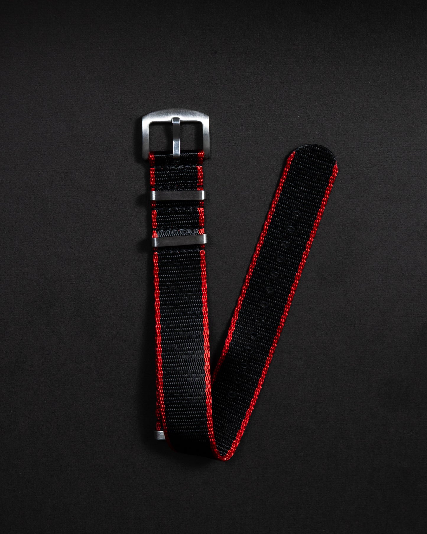 Black & Orange Nylon Watch Strap: Military Style, 22mm Vintage Band