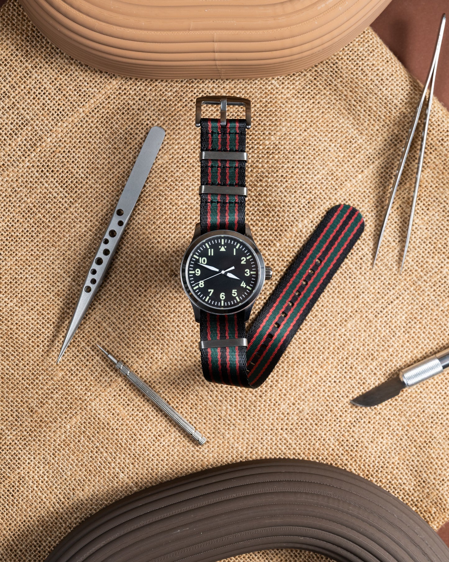 Black Snake Nylon Military Watch Strap - 22mm Vintage Style