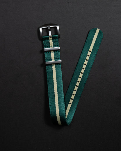 Racing Green Nylon Military Watch Strap: 22mm Slip-Through Band