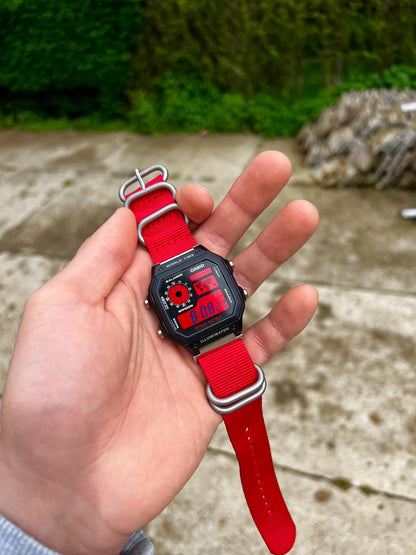 Crimson Sky Royale AE-1200 - Modified Casio Watch