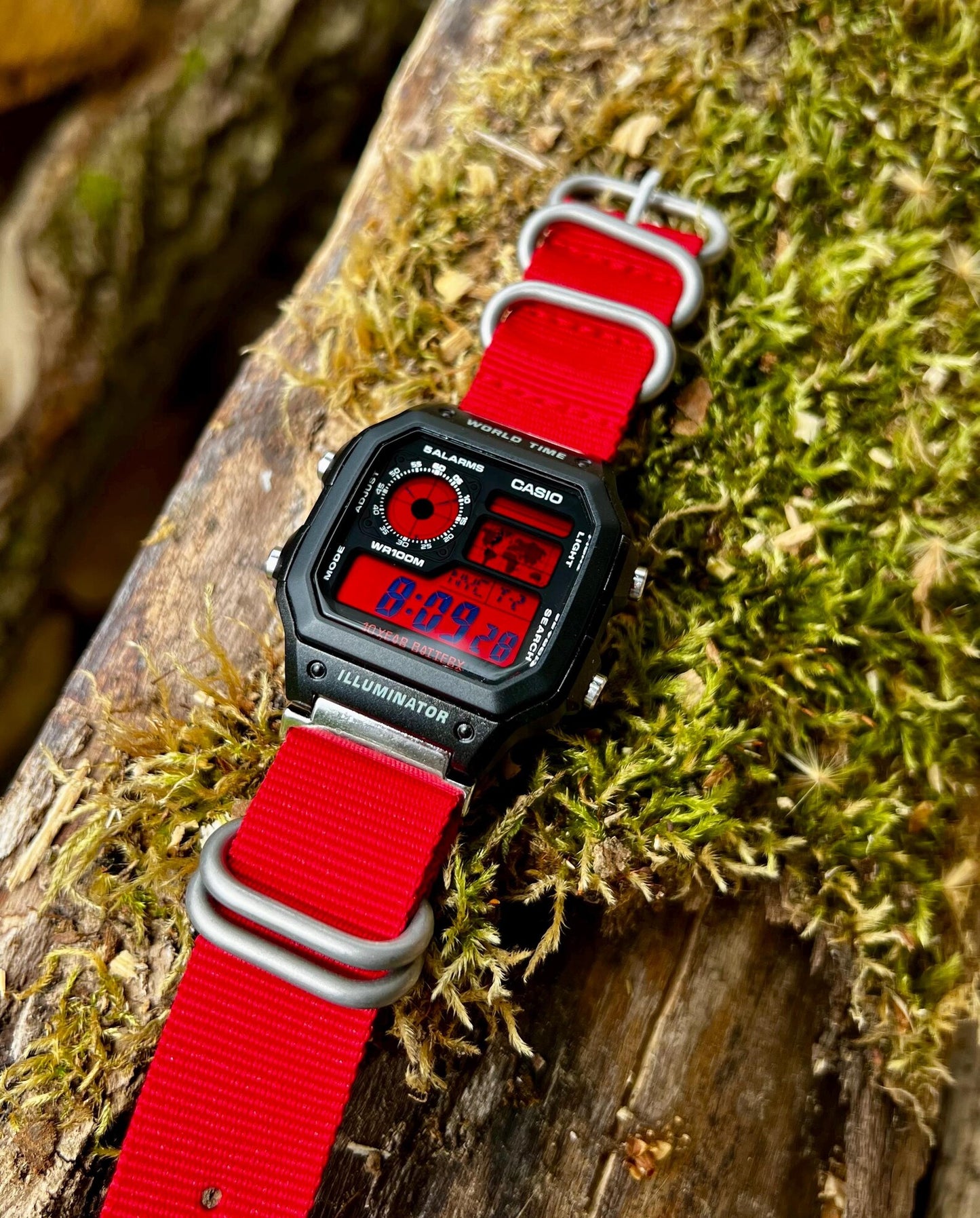 Crimson Sky Royale AE-1200 - Modified Casio Watch