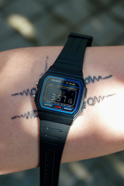 Classic Black F-91 - Modified Casio Watch