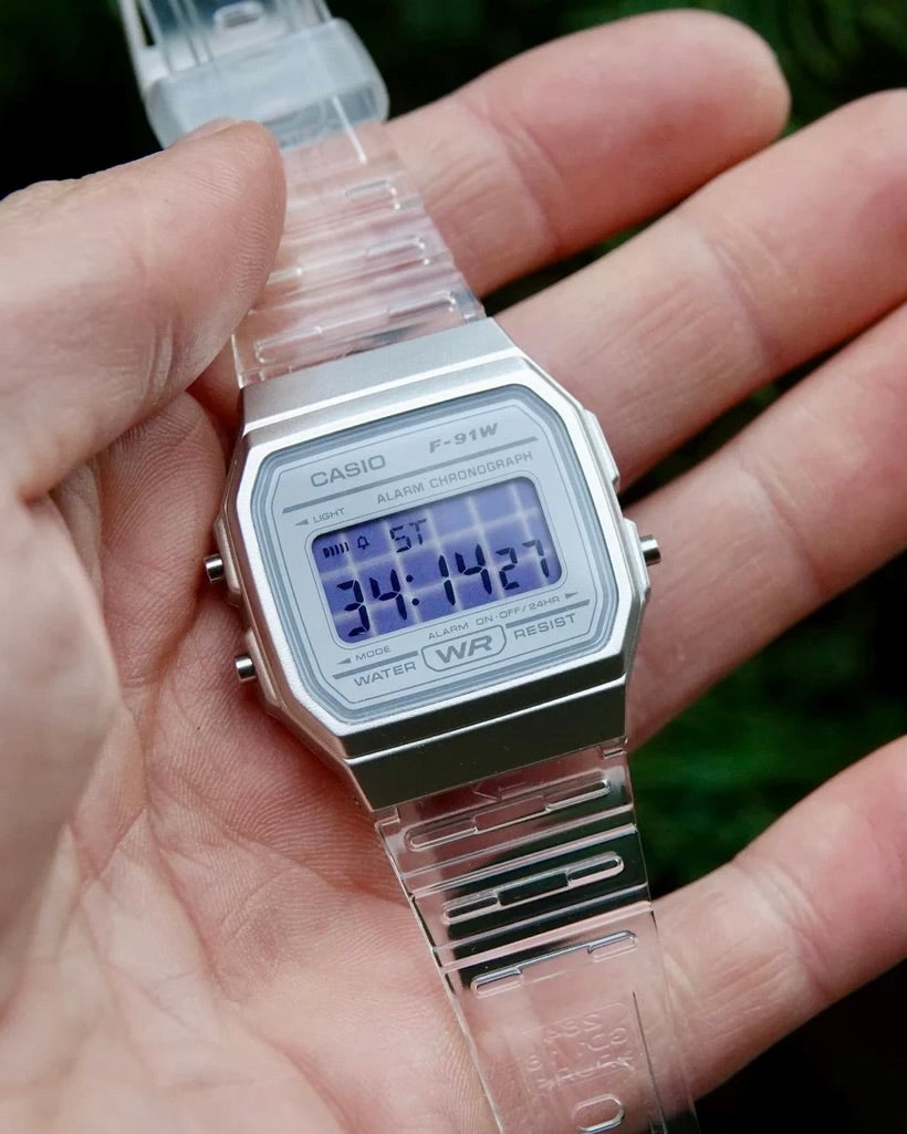 Gridlines Clear F-91 - Modified Casio Watch – EON TIME