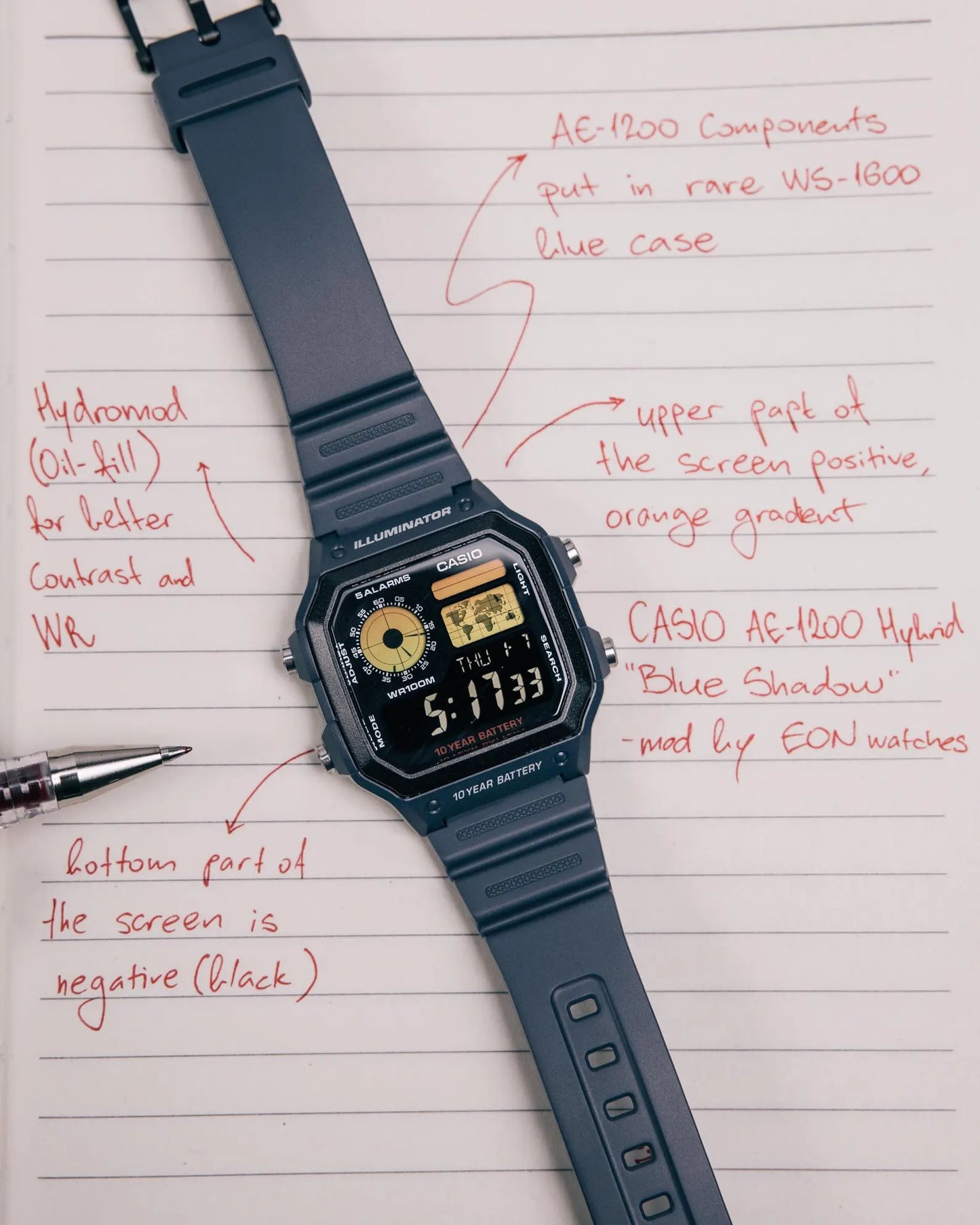 Shadow Blue Royale AE-1200 - Modified Casio Watch