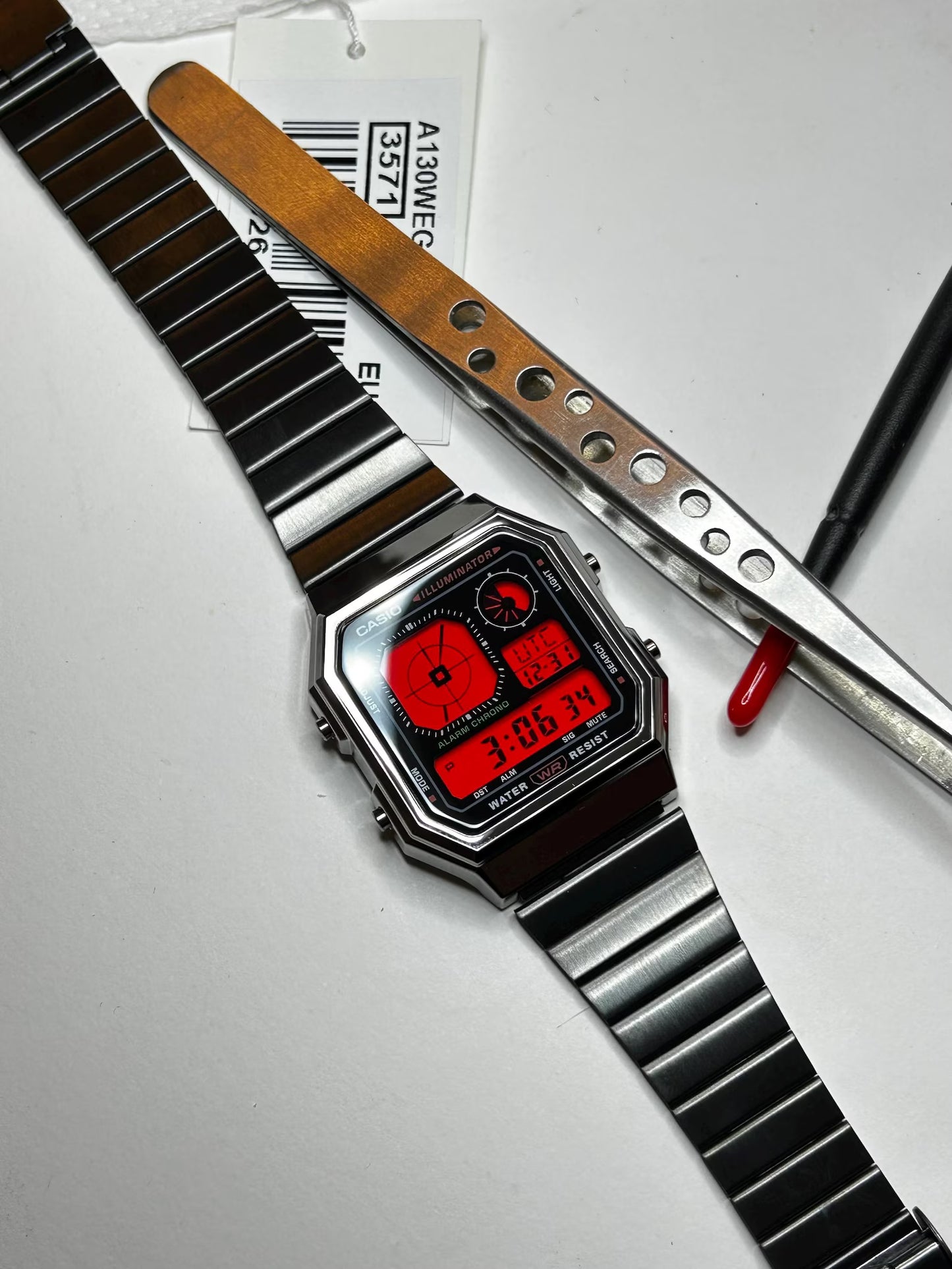 Crimson Circuit A130 - Modified Casio Watch