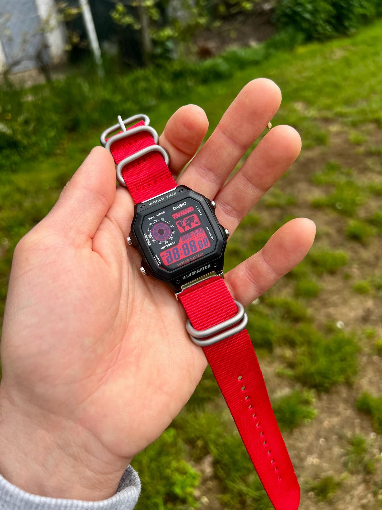Crimson Sky Royale AE-1200 - Modified Casio Watch