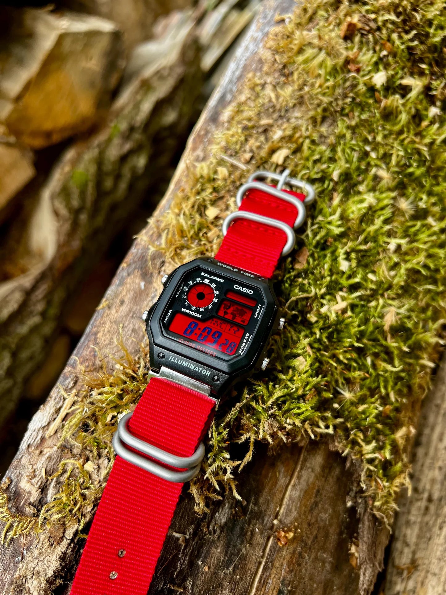 Crimson Sky Royale AE-1200 - Modified Casio Watch