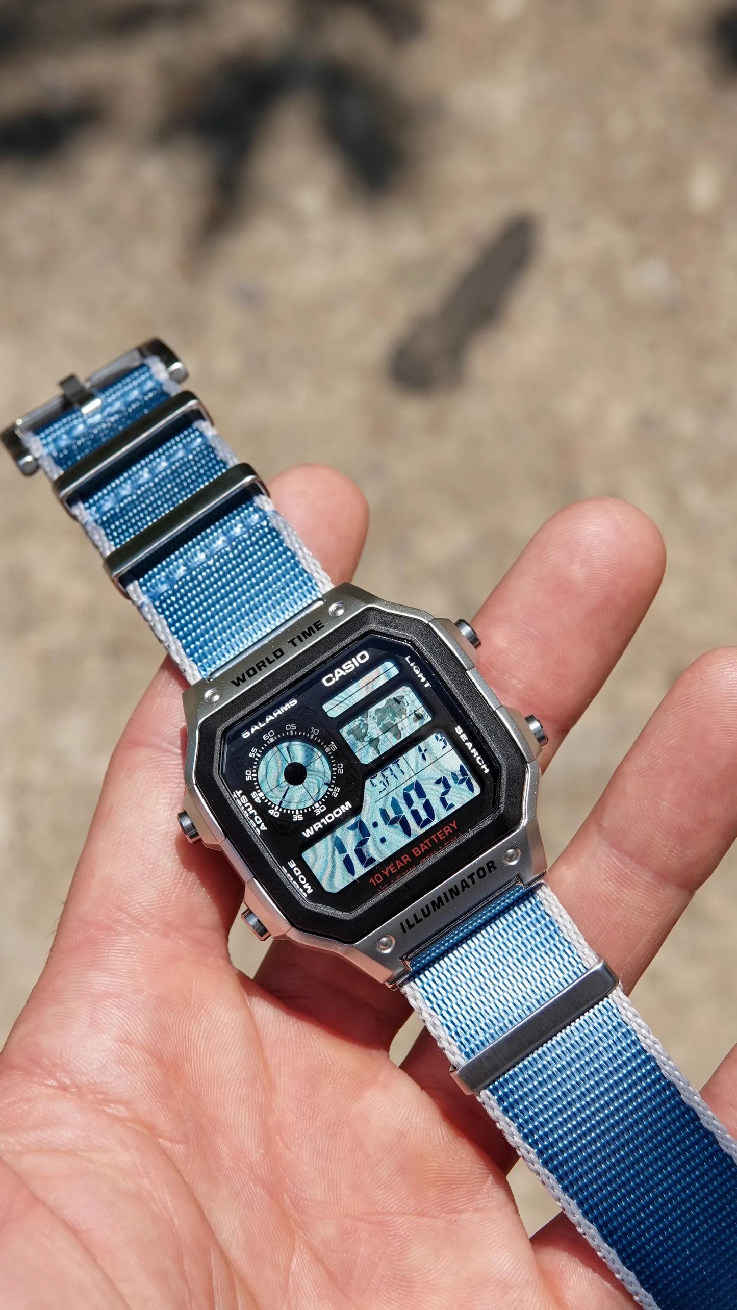 Blue Marble Royale AE-1200 - Modified Casio Watch