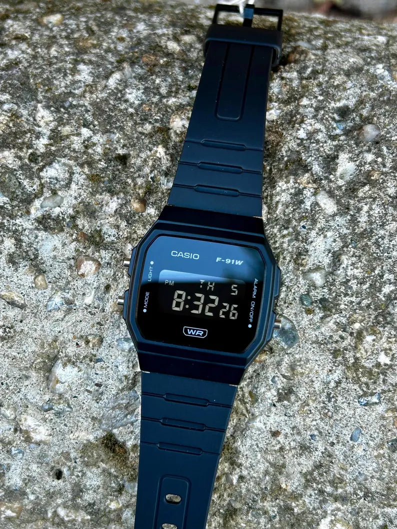 Minimalist Black F-91 - Modified Casio Watch