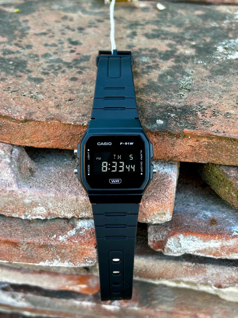 Minimalist Black F-91 - Modified Casio Watch